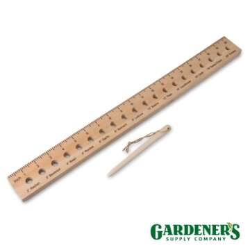 Gardener's Supply Company Planting Ruler and Dibber | Wooden Plant Seed Spacing for Outdoor Raised B...