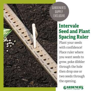 Gardener's Supply Company Planting Ruler and Dibber | Wooden Plant Seed Spacing for Outdoor Raised Bed Gardening and Vegetable Gardens | 20-1/2"L and is 2"W x 1/2" Thick