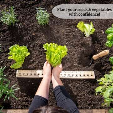 Gardener's Supply Company Planting Ruler and Dibber | Wooden Plant Seed Spacing for Outdoor Raised Bed Gardening and Vegetable Gardens | 20-1/2"L and is 2"W x 1/2" Thick