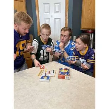 FOOTBALL FEUD! New Fast-paced Football Card Game for Families, Games Nights, Tailgates & Even Half-time | Enjoyed by Kids, Teens and Adults | 2-6 Players, Ages 7+, 5 min to Teach, 15 min to Play