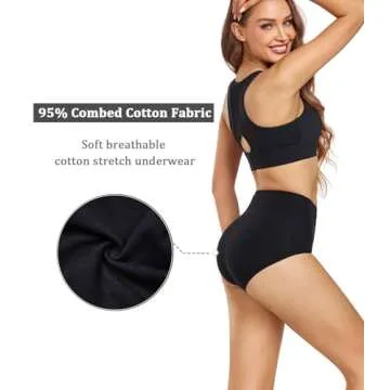 wirarpa Women's High Waisted Cotton Panties in 5 Pack