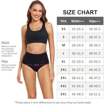 wirarpa Women's Postpartum Underwear High Waisted Ladies Cotton Panties Full Coverage Briefs 5 Pack Black 3X-Large