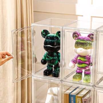 5 Pack Clear Stackable Shoe Organizer Box with Lids, Acrylic Shoes Box with Magnetic Doors, Transpar...