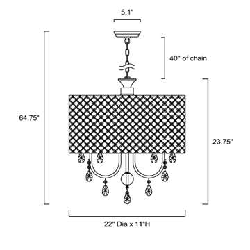 Edvivi Drum Crystal Chandelier 6 Lights Glam Lighting Fixture with Gold Finish, Hanging Tear Drop Crystals, Adjustable Hanging Dining Light for Entryway, Kitchen, Hallway, Living Room and Bedroom