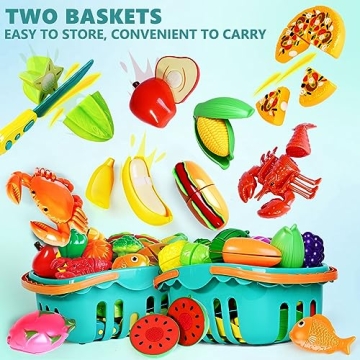 100 Pcs Play Food Set for Kids Age 1-3 Ideal for Learning