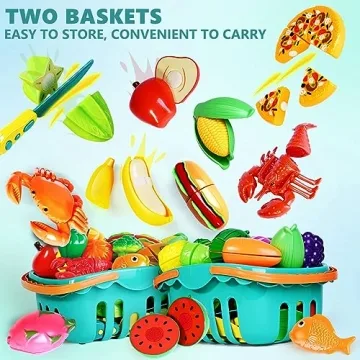 100 Pcs Play Food Set for Kids Age 1-3 Ideal for Learning