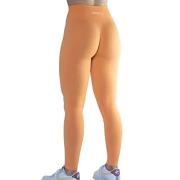 Seamless Scrunch Legging Women Yoga Pants 7/8 Tummy Control Workout Running for Fitness Sport Active Legging-25''（XS,Papaya