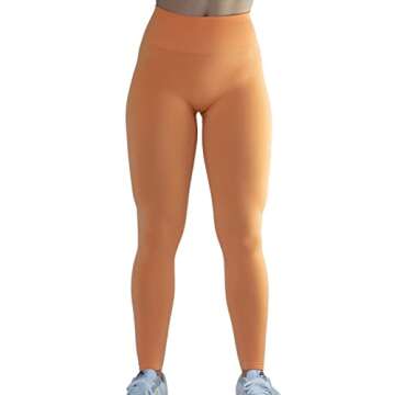 Seamless Scrunch Legging Women Yoga Pants 7/8 Tummy Control Workout Running for Fitness Sport Active Legging-25''（XS,Papaya