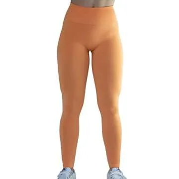 Seamless Scrunch Legging Women Yoga Pants 7/8 Tummy Control Workout Running for Fitness Sport Active Legging-25''（XS,Papaya