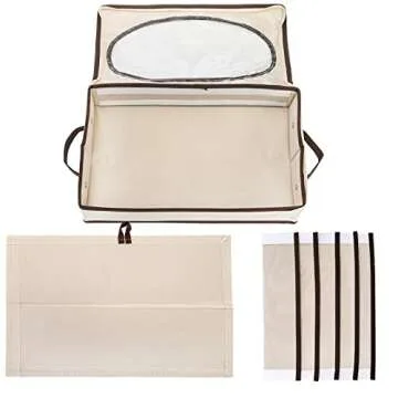 Hiceeden Silverware Organizer with Zipper Lid, 16.5"×10.6"×3.5" Flatware Storage Box with Adjustable Dividers and Handles, Portable Cutlery Holder Utensil Case for Spoon, Fork, Knife, 6 Compartment