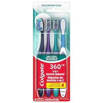 Colgate 360 Whole Mouth Clean Toothbrush 4 Pack for Adults