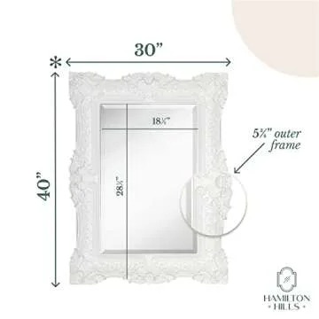 Hamilton Hills 30x40 Ornate Vintage Baroque Wall Mirror