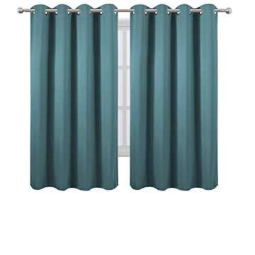 LEMOMO Sea Teal Thermal Blackout Curtains/52 x 63 Inch/Set of 2 Panels Room Darkening Curtains