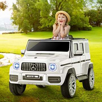 Uenjoy 12V Licensed Mercedes-Benz G63 Kids Ride On Car Electric Cars Motorized Vehicles for Girls,Bo...