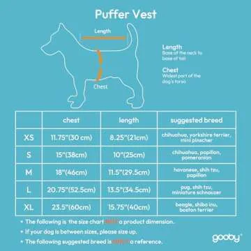 Gooby Puffer Vest Dog Jacket - Blue, X-Small - Ultra Thin Zip Up Wind Breaker with Dual D Ring Leash...