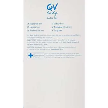 QV Baby Bath Oil 250ml -Moisturising Formula Helps Revive Large Areas of Dry or Sensitive Skin. Suitable for use on Dry Skin, Eczema, Dermatitis and Psoriasis.