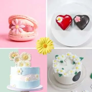 4Pcs Large Daisy Flower Silicone Molds Chrysanthemum Silicone Molds Small Flower Shapes Fondant Cake Chocolate Molds Polymer Clay Resin Mold for Cake Decoration Candy Ice Cube Wax Making DIY Craft