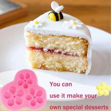 4Pcs Large Daisy Flower Silicone Molds Chrysanthemum Silicone Molds Small Flower Shapes Fondant Cake Chocolate Molds Polymer Clay Resin Mold for Cake Decoration Candy Ice Cube Wax Making DIY Craft