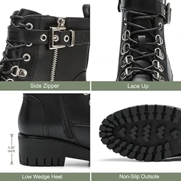 CentroPoint Women's Wedge Ankle Boots in Black PU