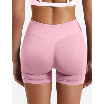 YEOREO Women Workout Gym Impact Shorts Elieen Hidden Scrunch Butt Lifting Mid Low Waist 3.6"/4.5"/6" Seamless Shorts Pink M