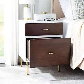 Safavieh Home Genevieve Modern Walnut and White Mahogany 2-drawer Nightstand