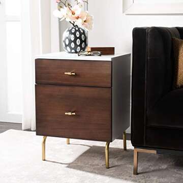 Safavieh Home Genevieve Modern Walnut and White Mahogany 2-drawer Nightstand