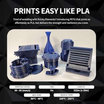 OVERTURE 1.75mm PETG Filament - High Precision for 3D Printing