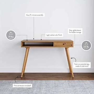 Parker Small Home Office Desk - Minimalist Design & Easy Assembly
