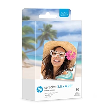HP Sprocket 3.5 x 4.25” Zink Sticky-Backed Photo Paper - 50 Sheets