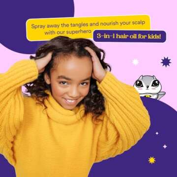 Superhero Strengthening Scalp & Detangling Hair Oil for Kids - Dry Scalp Oil Kids Detangler Spray to...