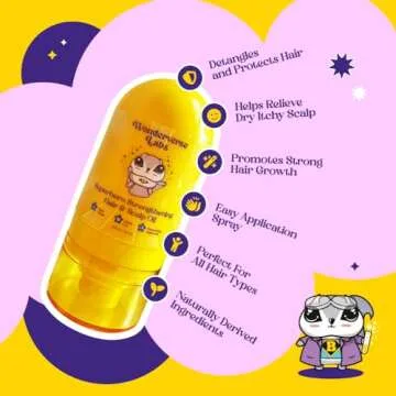 Superhero Strengthening Scalp & Detangling Hair Oil for Kids - Dry Scalp Oil Kids Detangler Spray to Promote Healthy Hair -100% Safe Detangler Spray for Kids - Wonderverse Labs Kids Detangling Spray