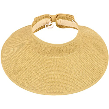 Stylish Packable Straw Sun Visor Hat for Women UPF 50+