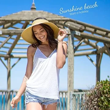Stylish Packable Straw Sun Visor Hat for Women UPF 50+