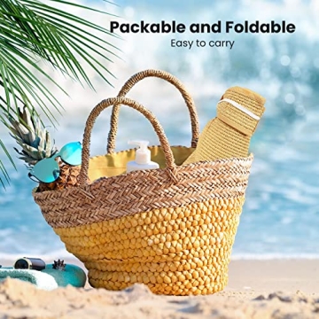 Stylish Packable Straw Sun Visor Hat for Women UPF 50+