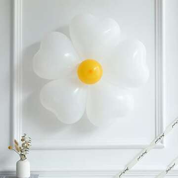 155Pcs Daisy Balloon Arch Garland Kit Macaron Pink Yellow Retro Orange White Heart Balloons with Plum Clip Daisy Shaped Flower for Two Groovy Party Decor Daisy Theme Wedding Birthday Mother’s Day