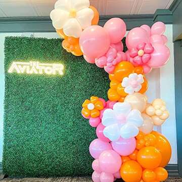 155Pcs Daisy Balloon Arch Garland Kit Macaron Pink Yellow Retro Orange White Heart Balloons with Plum Clip Daisy Shaped Flower for Two Groovy Party Decor Daisy Theme Wedding Birthday Mother’s Day