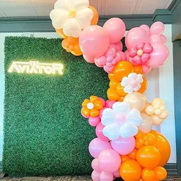 155Pcs Daisy Balloon Arch Garland Kit Macaron Pink Yellow Retro Orange White Heart Balloons with Plum Clip Daisy Shaped Flower for Two Groovy Party Decor Daisy Theme Wedding Birthday Mother’s Day