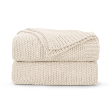 CozeCube Beige Throw Blanket - Premium Knit Comfort & Style for Every Home