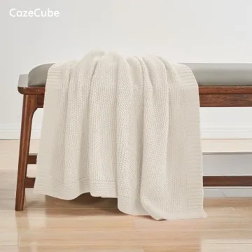 CozeCube Beige Throw Blanket - Cozy & Stylish Knit Throw