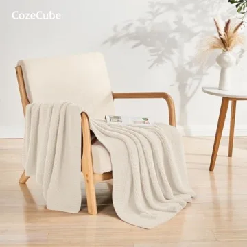 CozeCube Beige Throw Blanket - Cozy & Stylish Knit Throw