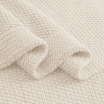 CozeCube Beige Throw Blanket - Cozy & Stylish Knit Throw