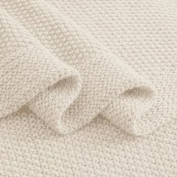 CozeCube Beige Throw Blanket - Cozy & Stylish Knit Throw