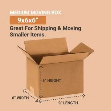 AVIDITI Small Shipping Boxes, 9"L x 6"W x 6"H (25-Pack) Heavy Duty Corrugated Cardboard Boxes for Pa...