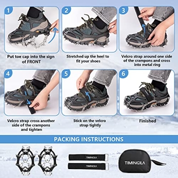 TIMINGILA 26 Spikes Crampons for Ice and Snow Safety