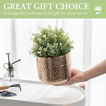 MyGift Handcrafted Copper Tone Planter for Indoor Plants