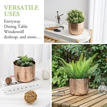 MyGift Handcrafted Copper Tone Planter for Indoor Plants