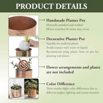 MyGift Handcrafted Copper Tone Planter for Indoor Plants