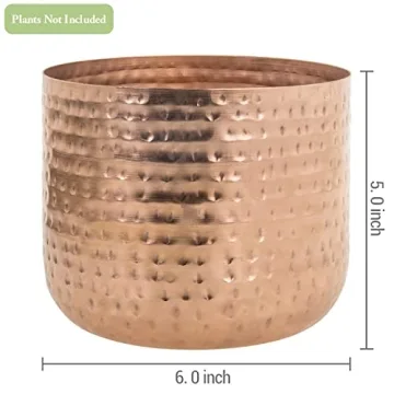 MyGift Handcrafted Copper Tone Planter for Indoor Plants