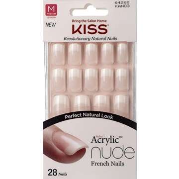 NEW KISS SALON ACRYLIC NUDE NAILS - CASHMERE (KAN03) - MEDIUM LENGTH