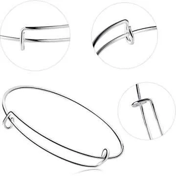 Hicarer 30 Pieces Expandable Bangle Bracelets Adjustable Silver Bracelets Wire Bangles for Jewelry Making DIY Gift Crafts